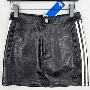 Adidas Pleather Mini Skirt 'Black Croc' / Size 6 / KE5034, NEW